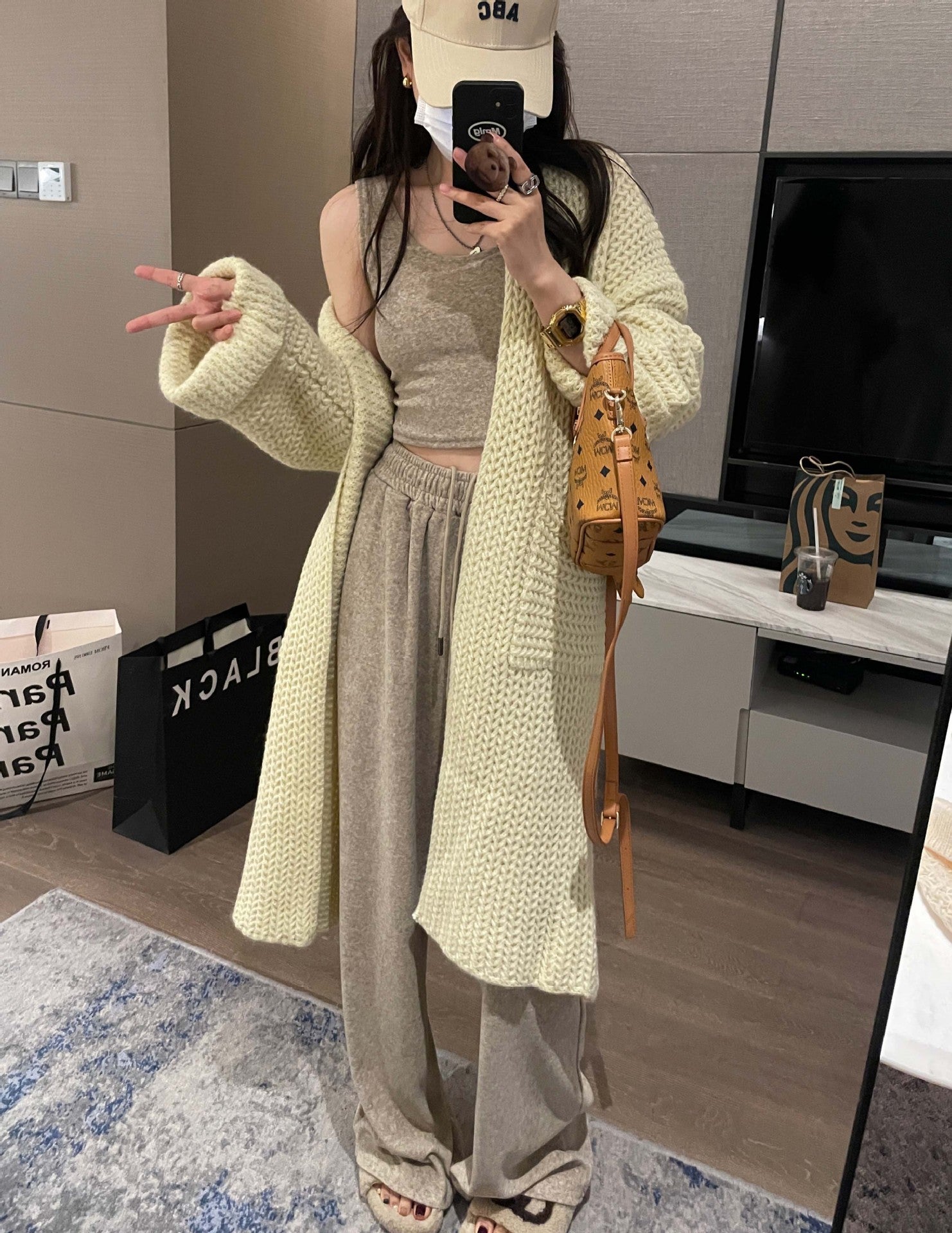 Casual Knitted Midi Length Top Coats-Outerwear-Free Shipping at meselling99